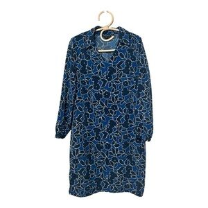 Banana Republic Split Neck Sheath Knee Length 3/4 Sleeve Dress Navy Black Size 4